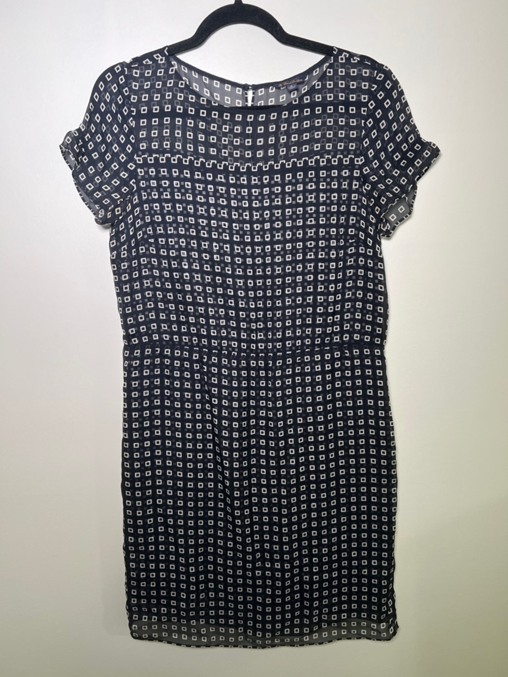 Brooks Brothers Black and White Silk Midi Dress